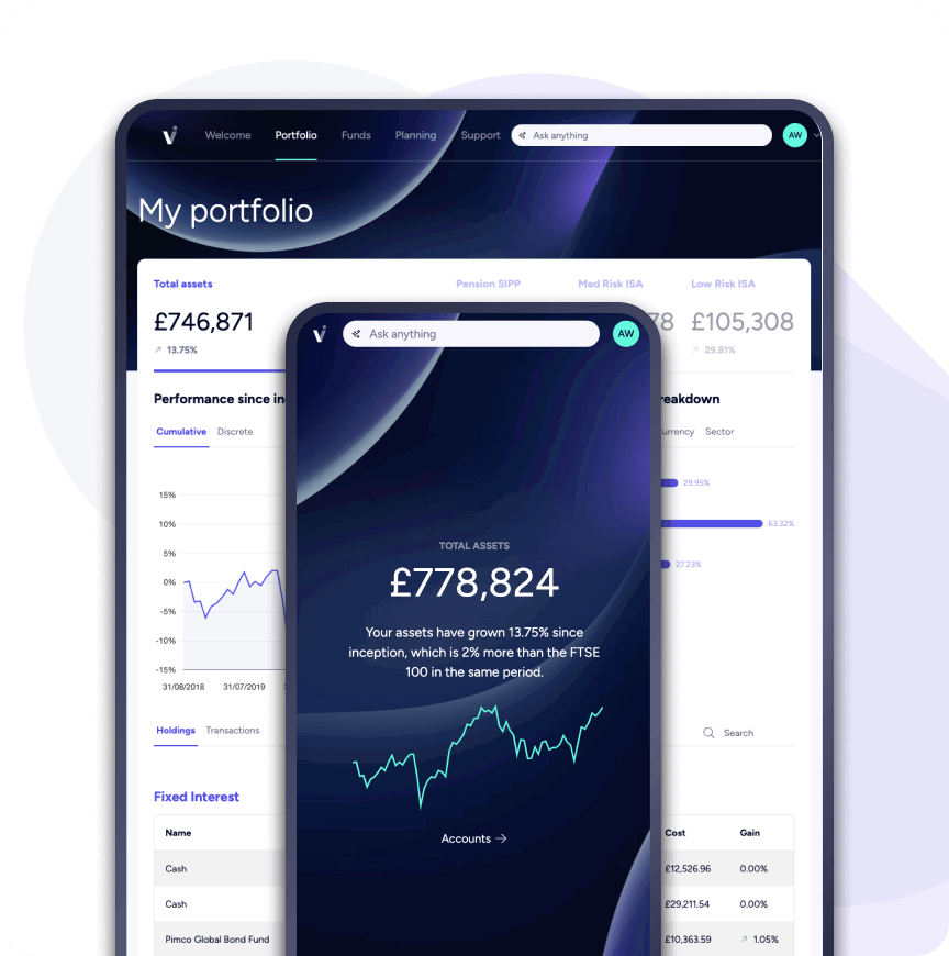 Invessed client portal mobile and ipad screenshot