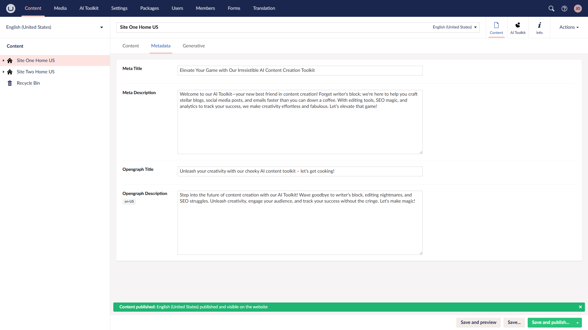AI Meta and Opengraph for Umbraco CMS